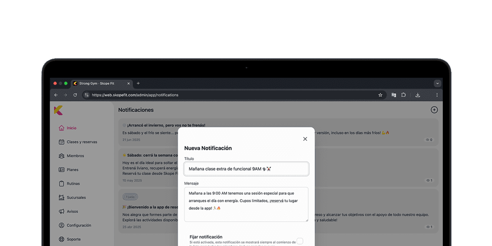 Notificaciones push en la app