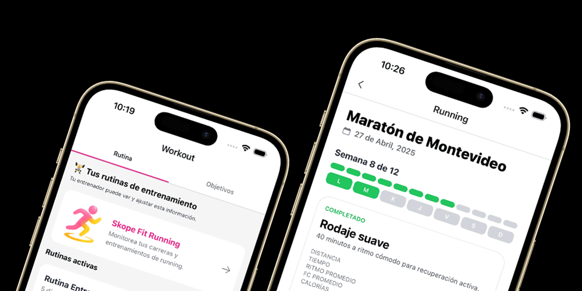 Panel de entrenador con historial de running